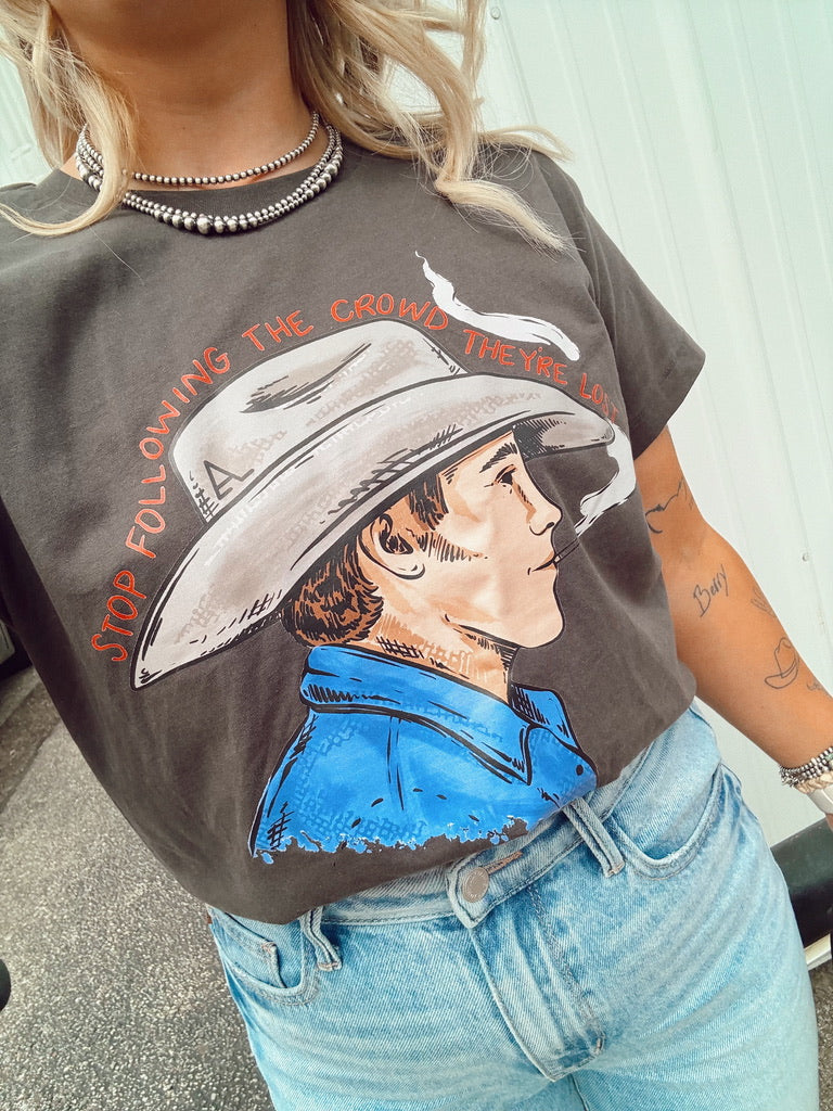 The Crowd Is Lost Graphic Tee – Thought-Provoking Statement Shirt Western Style - Funky Western Fashion Statement Shirt