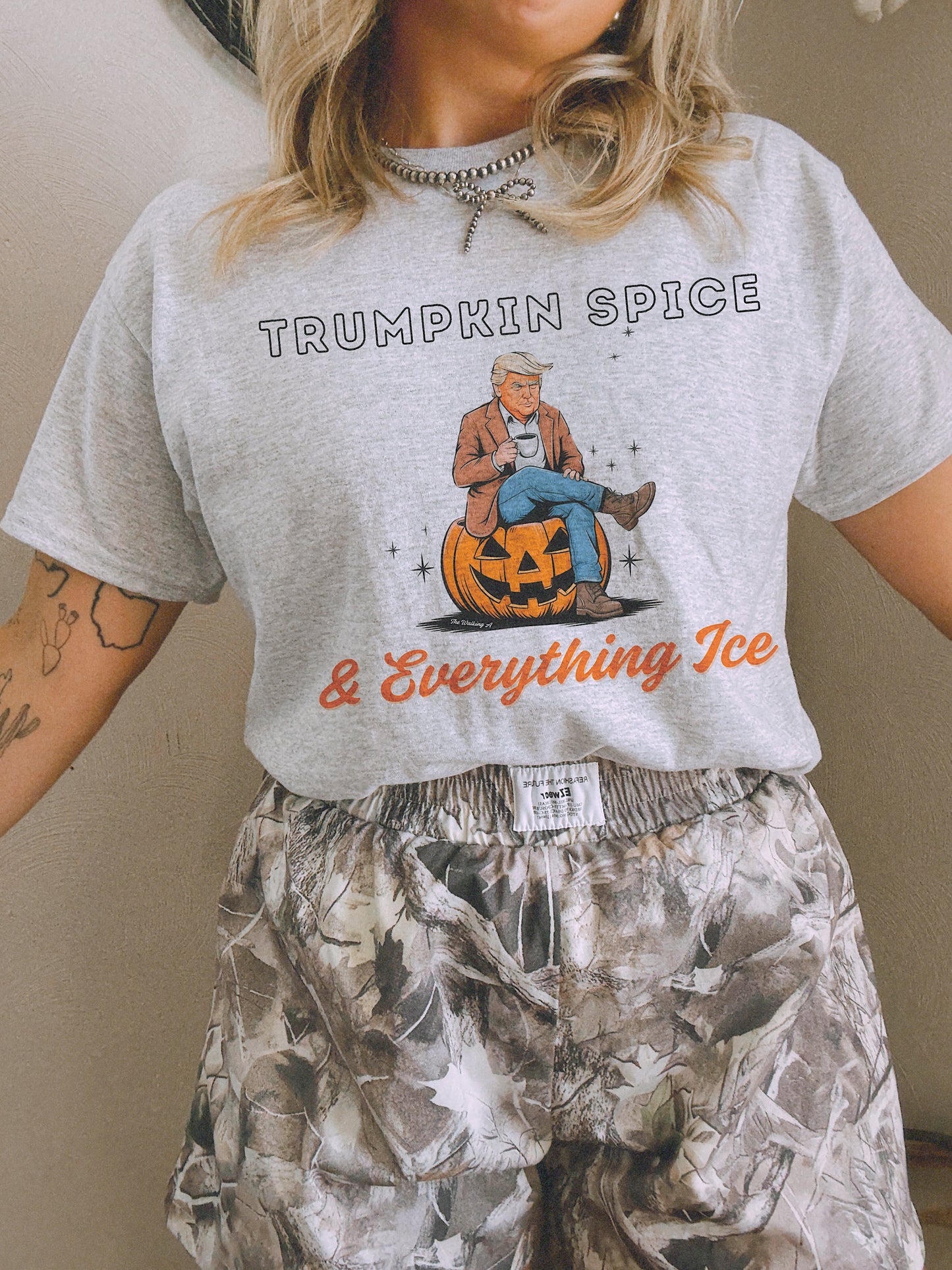Trumpkin Spice Graphic Tee – Playful Halloween Political Tee
