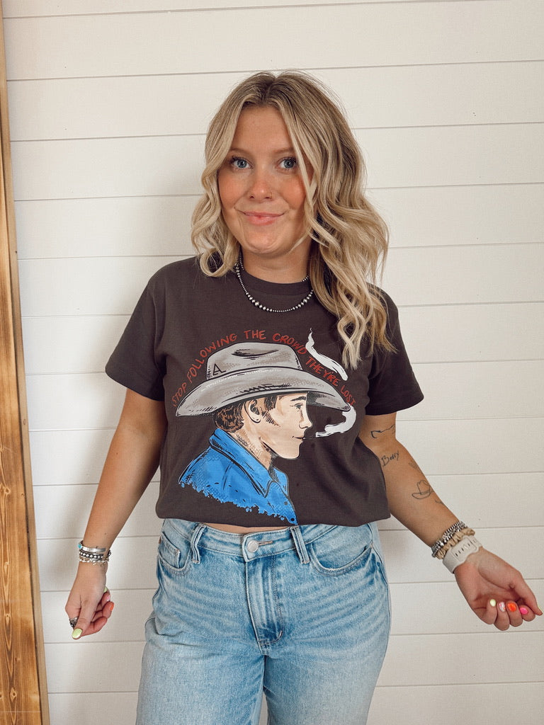 The Crowd Is Lost Graphic Tee – Thought-Provoking Statement Shirt Western Style - Funky Western Fashion Statement Shirt