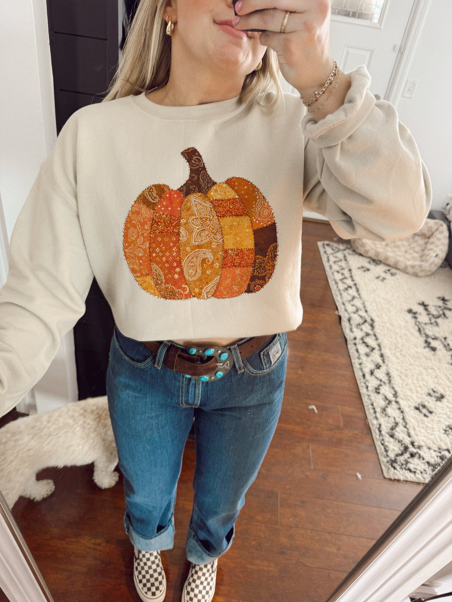 Orange Patch Pumpkin Graphic Tee – Fall & Halloween Edition