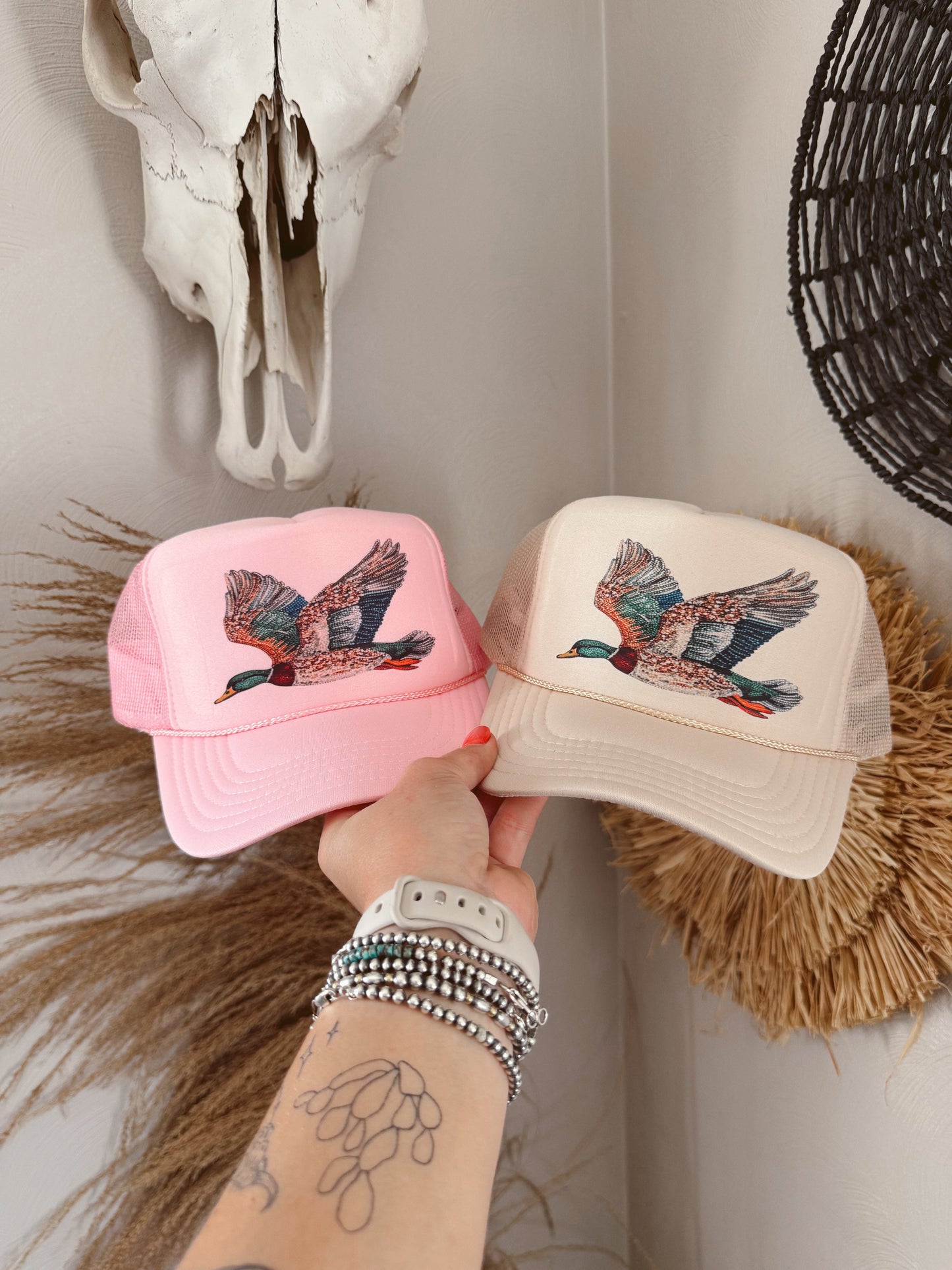 BEDAZZLED DUCK CAP: SAND
