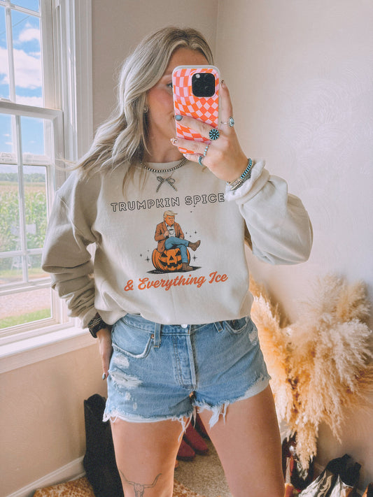 Trumpkin Spice Graphic Tee – Playful Halloween Political Tee