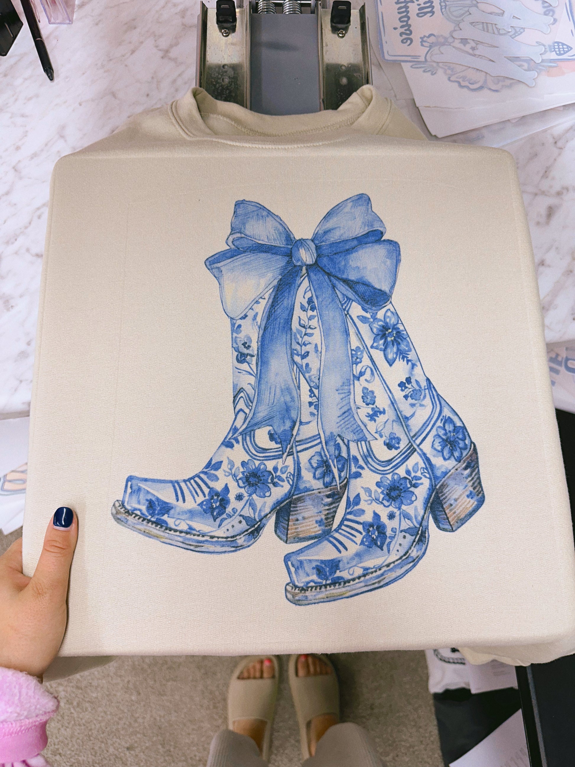 coastal boots western style inspired crewneck & Graphic Tee - 1