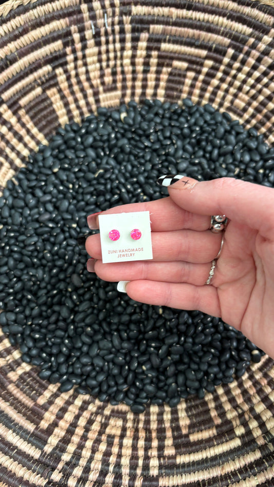 6MM HOT PINK OPAL ZUNI STUDS