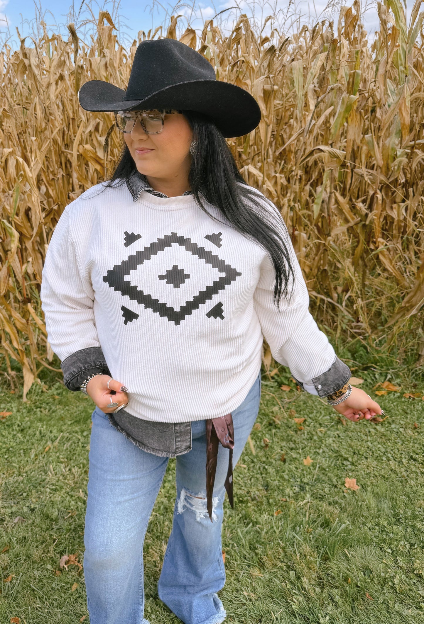 AZTEC CORDED CREWNECK