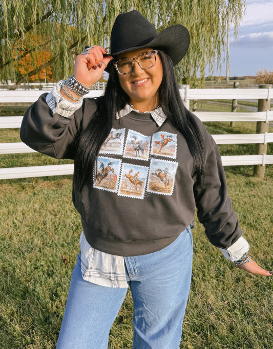 VINTAGE COWBOY STAMP COLLAGE