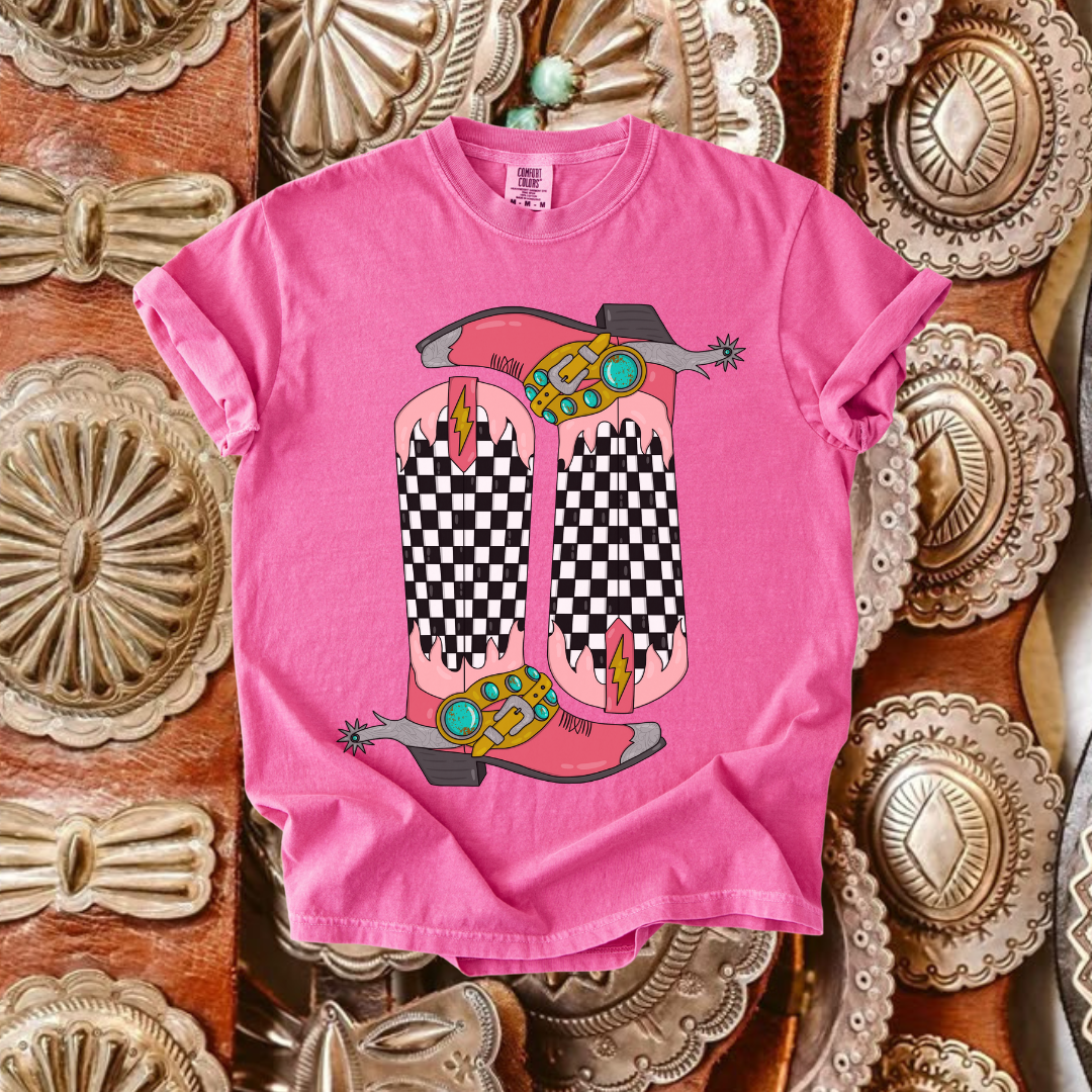 Checkered Boots tee